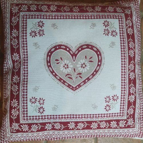 Coussin ( housse pour coussin) cœur en toile  épaisse gobelin
