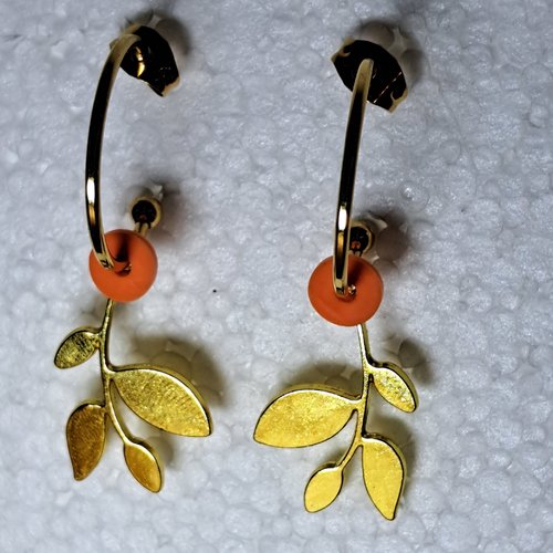 Boucles d'oreille feuilles en acier inoxydable