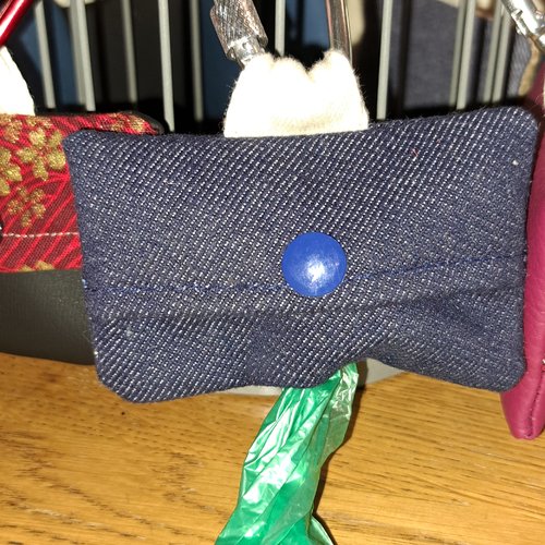 Pochette pour rouleau sacs à déjection chien  jean bleu foncé