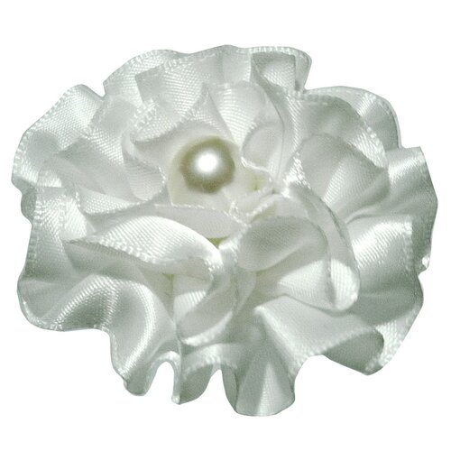 lot 3 Pinces à cheveux bibi mariage cérémonie organza fleur plate blanche perles 