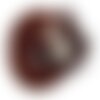Broche ovale laine et perles nacrées -  blanc et marron chocolat