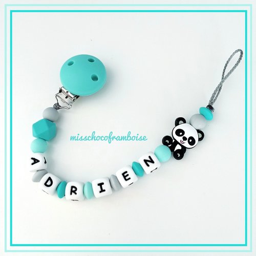 Attache tétine en silicone panda