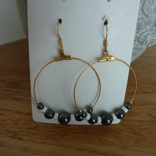 Boucles d'oreille pierre howlite blanche