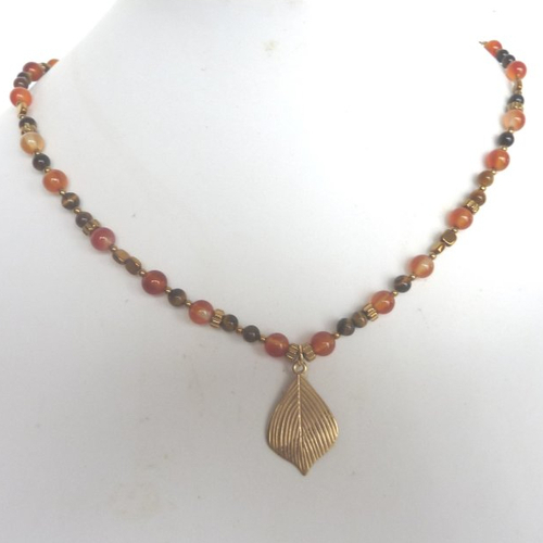 Collier cornaline et oeil de tigre