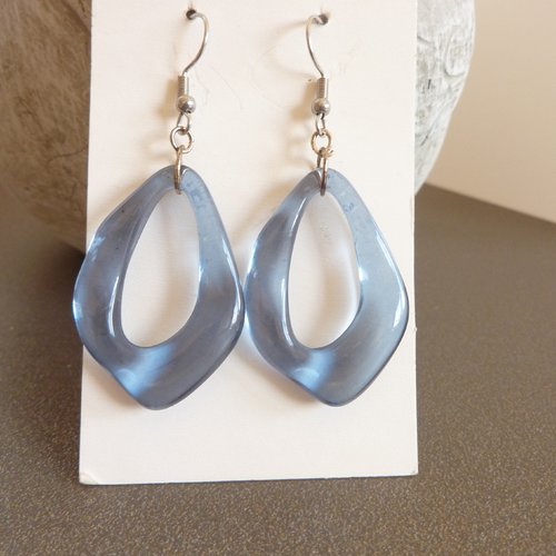 Boucles d'oreille bleues, crochets inox