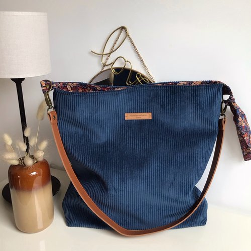 Sac cabas velours et liberty