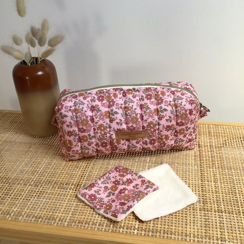 Trousse de toilette en liberty matelassé, trousse maquillage