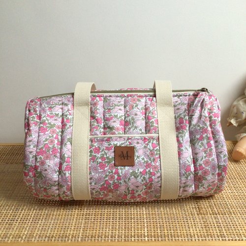 Petit sac polochon en liberty matelassé