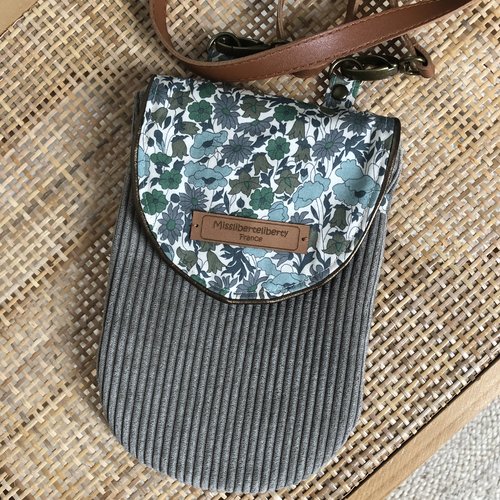 Pochette téléphone en velours et liberty