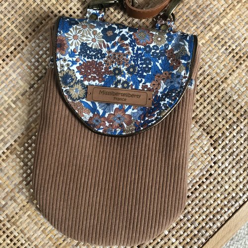 Pochette pour téléphone en velours et liberty