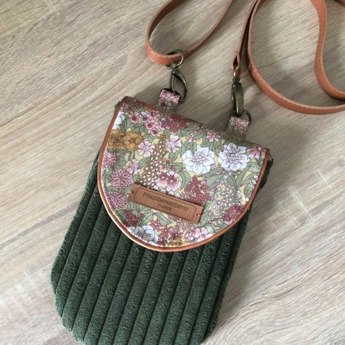 Pochette pour téléphone en velours et liberty
