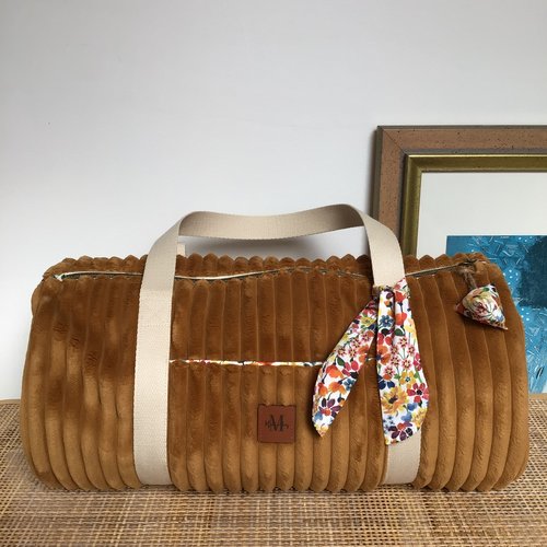 Sac polochon en velours et liberty