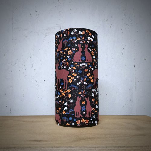 Lampe de chevet imprimé rennes, lapin et forêt