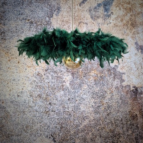 Suspension plumes, dahlia, la classique, vert sapin
