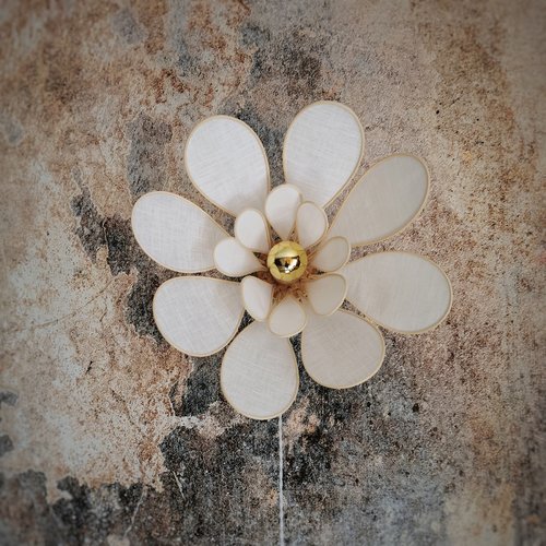 Applique murale chambre, nénuphar, grande, 16 pétales 40cm, déco murale rotin et lin - made in france, teinte au choix, fait sur-mesure