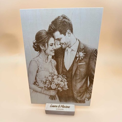 Photo sur bois a4 personnalisée – gravure laser sur plaque bois
