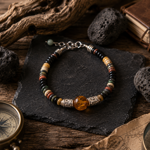 Bracelet homme ajustable multicolor différente couleur perle marron perle pierre ronde plate heishi naturelle création unique surfeur boho