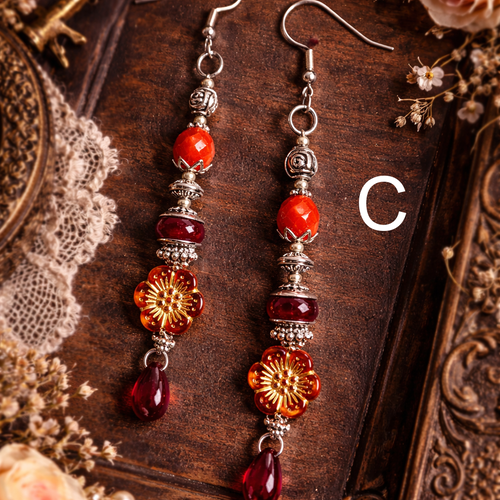 Choix boucle oreille pendante couleur argent femme différent modèle forme couleur boucle printanière perle fleurie romantique bohème