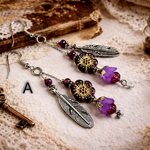 Choix boucle oreille pendante couleur argent femme différent modèle forme couleur boucle printanière perle fleurie romantique bohème