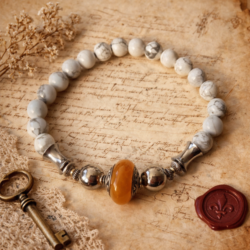 Bracelet élastique mixte unisexe homme surfeur véritable perle irisée howlite blanche naturelle perle breloque argent acier inoxydable