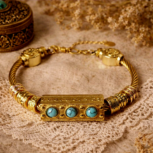 Bracelet femme ajustable acier inoxydable breloque coulissante message positif amour bonheur protection bracelet anneau doré strié