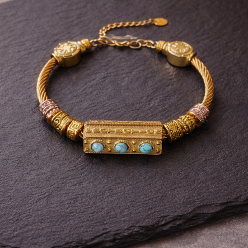 Bracelet femme ajustable acier inoxydable breloque coulissante message positif amour bonheur protection bracelet anneau doré strié