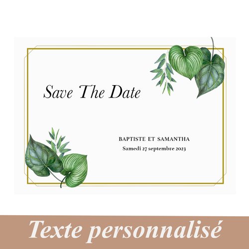 Save the date, faire part mariage, invitation, lot de 10, thème tropical