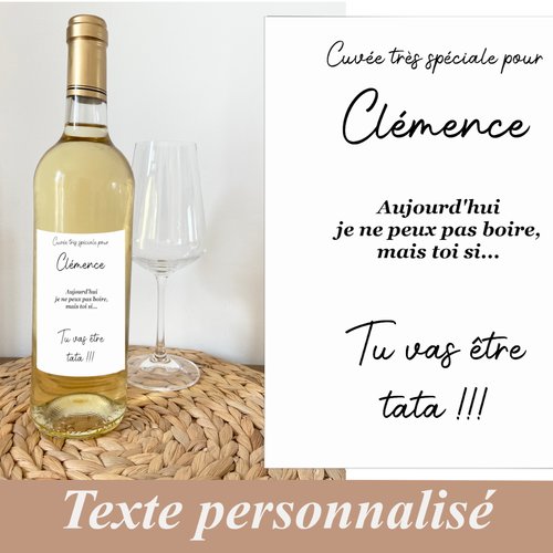 Etiquette pour bouteille personnalisée -   annonce de grossesse - demande parrain marraine