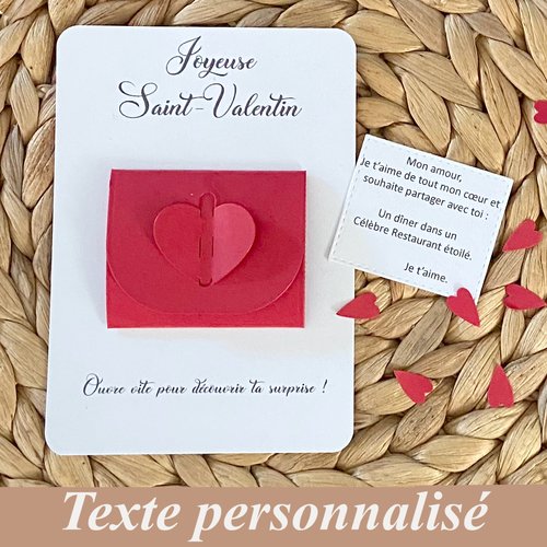 Carte message surprise pour saint-valentin, cadeau st valentin, cadeau surprise