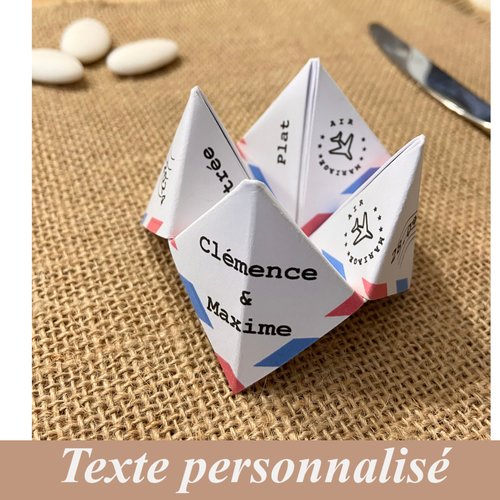 Menu individuel origami cocotte en papier, lot de 10, mariage destination voyage