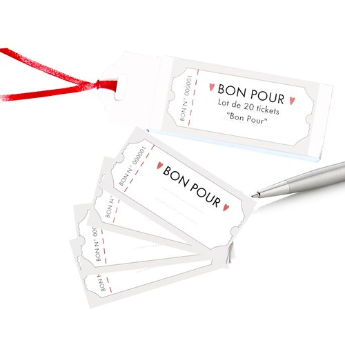 Bon pour, lot de 20, cadeau surprise anniversaire ou st valentin