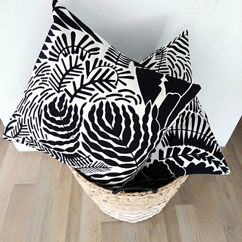 News - coussin style art nouveau noir et blanc/coton/40x40 cm/décoration intérieur/home