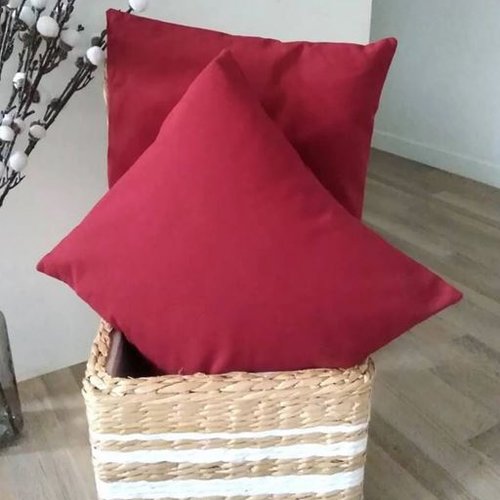 Housse de coussin uni coton rouge carmin/40x40cm/décoration intérieur/home