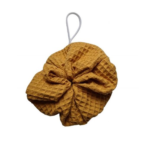 Fleur de douche lavable en nid d'abeille - moutarde