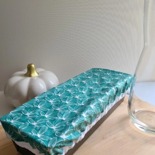 Couvre-plat spécial pour moule à cake | 30x11cm | lavable et réutilisable en coton enduit biais | protection des aliments | nenuphar