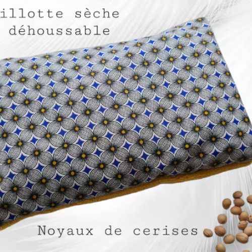 Bouillotte sèche déhoussable noyaux de cerises en coton et bambou