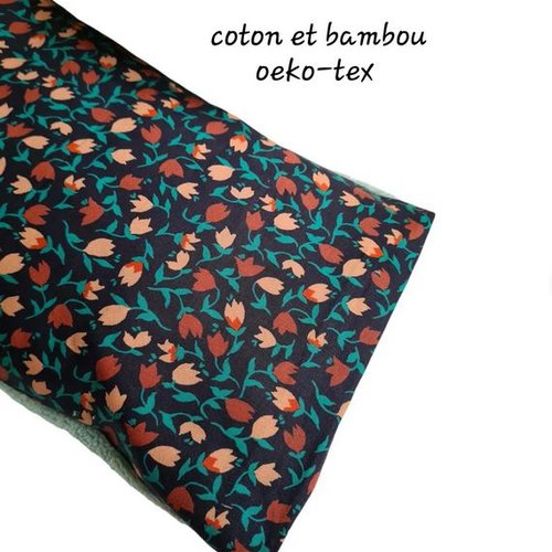 Bouillotte sèche déhoussable aux noyaux de cerises | coton et bambou oeko-tex | tulipes