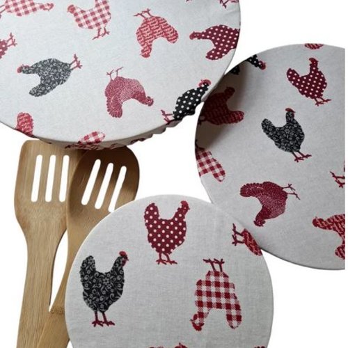 Kit de 3 couvre-bols (taille s, m et l) | geste pour l'environnement | conservation et protection des aliments | poules
