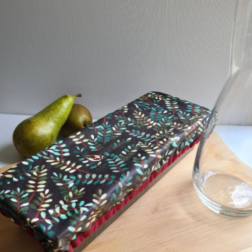 Couvre-plat spécial pour moule à cake | 30x11cm | lavable et réutilisable en coton enduit biais | feuilles oise