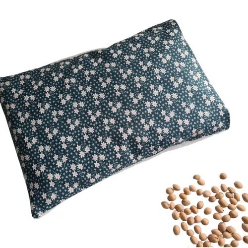 Bouillotte sèche déhoussable aux noyaux de cerises en coton et bambou - bleu liberty