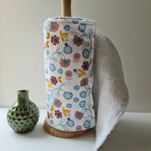 Essuie tout lavable réutilisable éponge oeko tex - rouleau de 5 feuilles - pandore