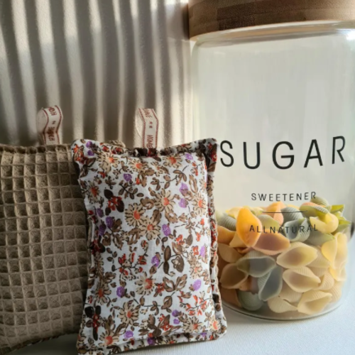 Éponge lavable et réutilisable en coton nid d'abeille lin | léonie