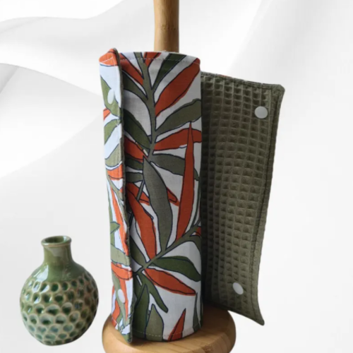 Essuie-tout lavable et réutilisable en nid d'abeille oeko-tex olive | rouleau 5 feuilles | alan palmiers