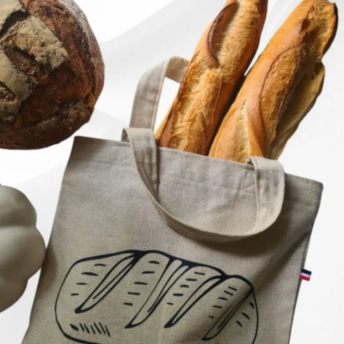 Sac à pain lavable et réutilisable en tissu coton et lin | sac à baguette zéro déchet pour transport et conservation du pain