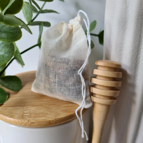 Sachets de thé lavables et réutilisables étamine de coton | filtre lavable pour infusion et thé en vrac  | en lot de 5