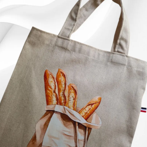 Sac à baguette ou pain lavable et réutilisable en tissu coton et lin | conservation du pain