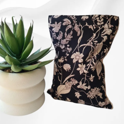 Bouillotte sèche déhoussable coton et éponge bambou oeko-tex | anaé fleurs beige | noyaux de cerise