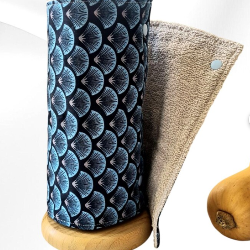 Essuie-tout lavable réutilisable en éponge coton oeko-tex gris | rouleau 5 feuilles | zéro déchet | coton éventail