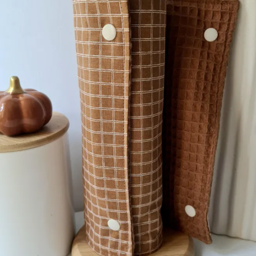 Essuie-tout lavable réutilisable nid d'abeille oeko-tex chataîgne | rouleau 5 feuilles | cuisine écologique | coton casso