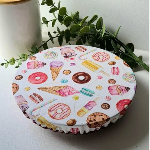 Couvre bol lavable et réutilisable en tissu coton enduit | cupcakes cookies glaces